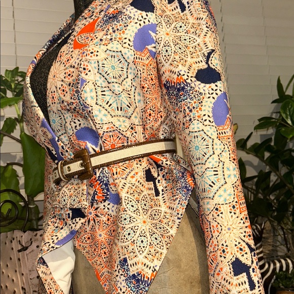 Ark & Co. Women's Multicolor Patterned Jacket (Belt included) - Picture 4 of 10